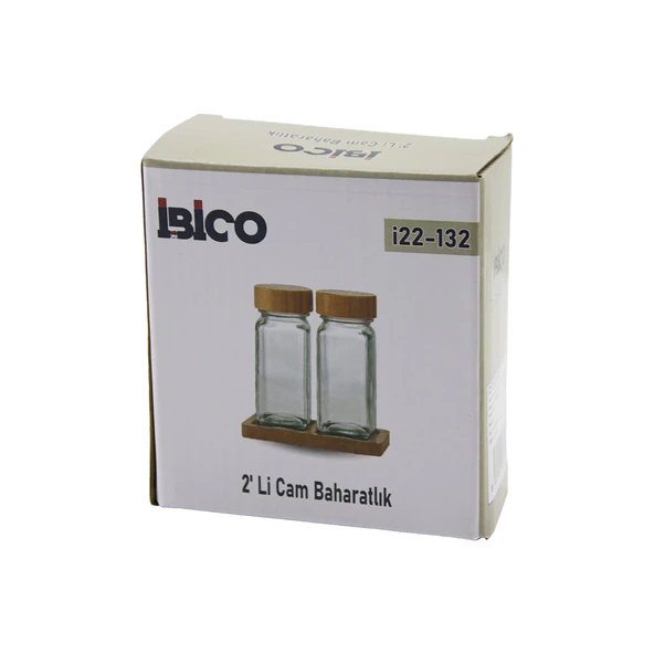 2PCS Bambu Kapaklı Cam Tuzluk - Biberlik - Baharatlık 120ML ürün görseli 1