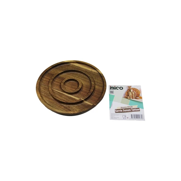 Akasya Yuvarlak 2 BÖLMELİ=1+1 Ahşap Servis Sunum Tepsi - Tahtası 20 X 1.4CM ürün görseli 1