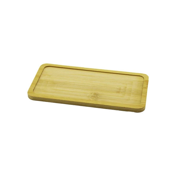 Dikdörtgen Ahşap Bambu Yağdanlık Altlık Mini Tepsi 20X10X0.8CM ürün görseli 1