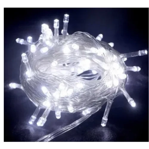 10m 100 Led Boncuk Lamba Beyaz Işık Şeffaf Kablo ürün görseli 1