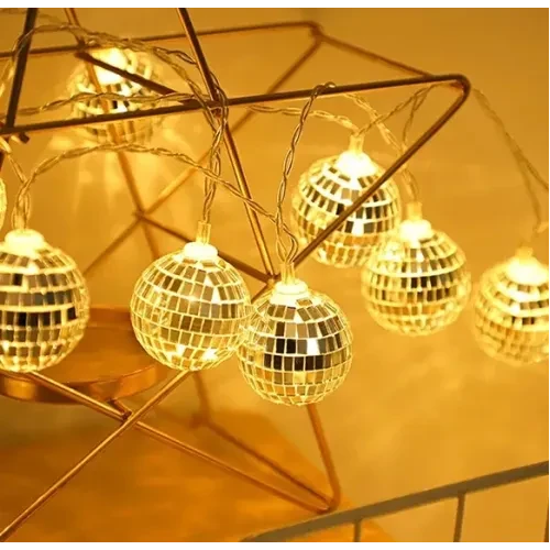 2m 10 LED Pilli Disko Toplu Işık - Resim 5