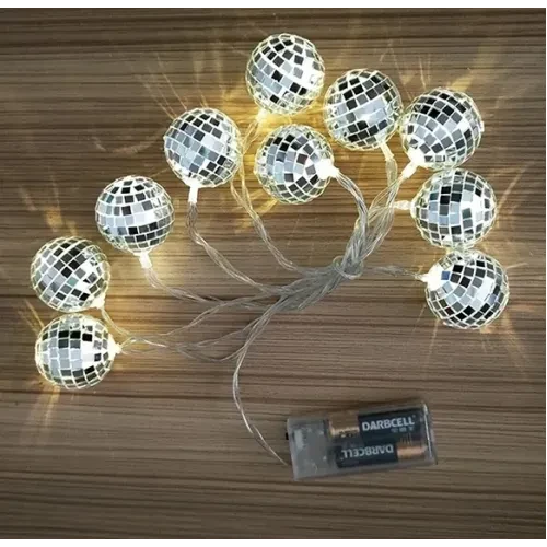 2m 10 LED Pilli Disko Toplu Işık - Resim 2