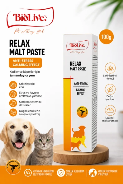 BioLive Relax Malt Paste Kedi ve Köpekler İçin Anti-Stress Malt Macunu 100 g ürün görseli 1