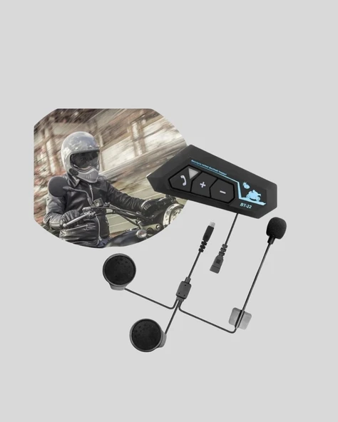 Motosiklet Kaskı İçin Bluetooth Kulaklık – Kablosuz Mikrofonlu Gürültü Azaltmalı BT22 ürün görseli 1