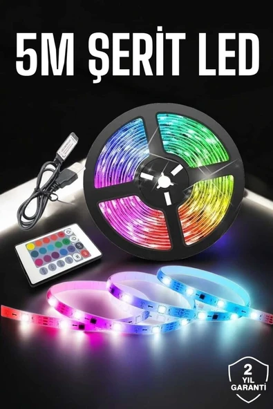 Led Işık 5 Metre Şerit Led RGB Işıklı - Resim 2