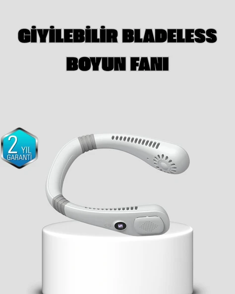 Kablosuz Giyilebilir Boyun Fanı Çift Motorlu ve 5 Kademeli Hız Kontrolü ürün görseli 1