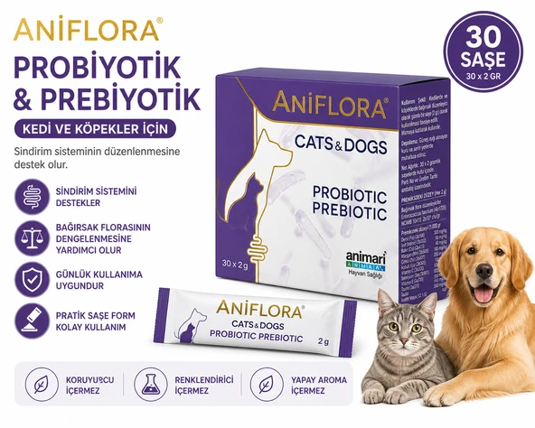 Aniflora Kedi ve Köpekler Için Prebiyotik ve Probiyotik 30 Saşe ürün görseli 1