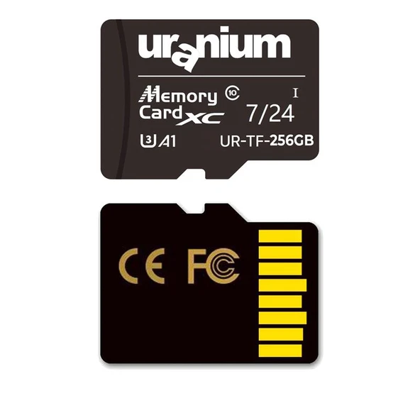 256GB URANIUM UR-TF-256G MICRO SD CARD U3 7/24 SURVEILLANCE 100/50MBS INDUSTRIAL HAFIZA KARTI (3 YIL GARANTİ) ürün görseli 1
