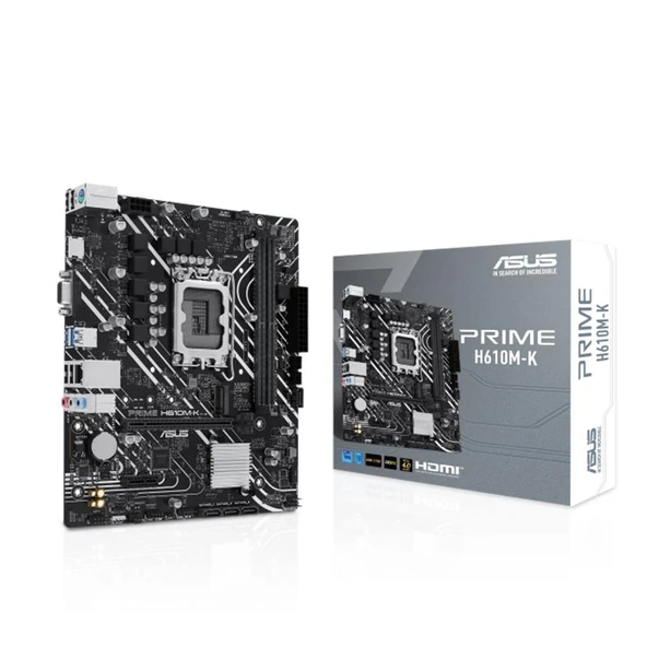 ASUS PRIME H610M-K DDR5 5600MHZ 1XVGA 1XHDMI 1XM.2 USB 3.2 MATX 1700P (12. / 13. VE 14. NESİL İŞLEMCİ UYUMLU) ürün görseli 1