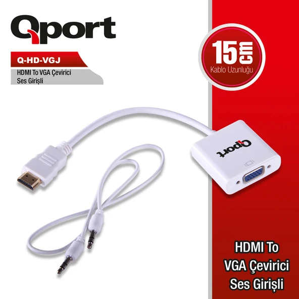 QPORT Q-HD-VGJ  HDMI TO VGA CEVIRICI+ SES JACK ürün görseli 1