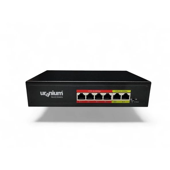 URANIUM POE-4002-48W 4 PORT 10/100 + 2 PORT 10/100 RJ45 UPLINK WATCH-DOG POE SWITCH(REALTEK CHIPSET) ürün görseli 1