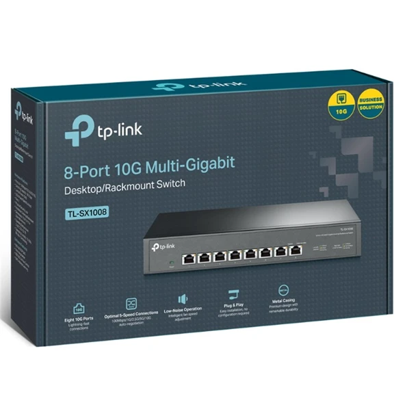 TP-LINK TL-SX1008 8 PORT 10G MULTI GIGABIT RJ45 METAL KASA RACKMOUNT SWITCH ürün görseli 1
