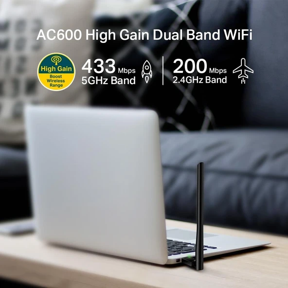 TP-LINK ARCHER T2U PLUS AC600 KABLOSUZ USB ADAPTOR - Resim 3