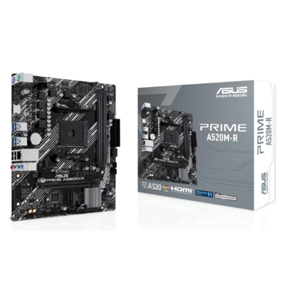 ASUS PRIME A520M-R DDR4 5100MHZ 1XHDMI 1XM.2 USB2.0 MATX AM4 (AMD AM4 5000/4000 /3000 SERİLERİ İLE UYUMLU) ürün görseli 1