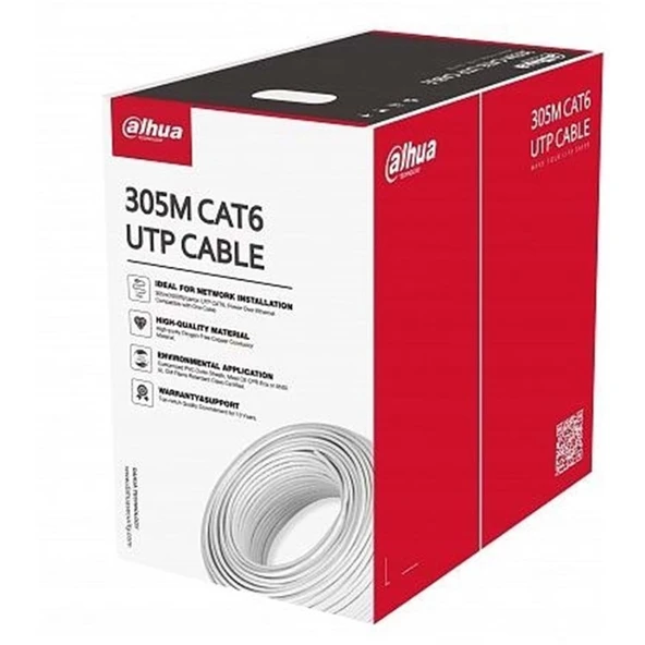 DAHUA PFM922I-6UN-C 305 METRE U/UTP 23AWG CCA BEYAZ RENK CAT6 KABLO ürün görseli 1