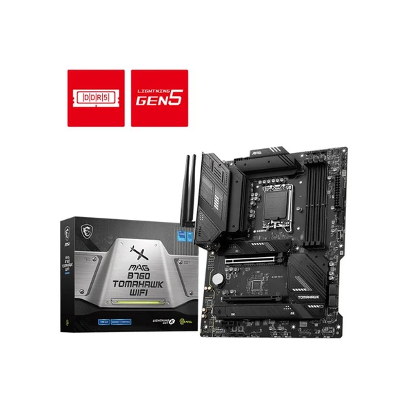 MSI MAG B760 TOMAHAWK WIFI DDR5 7000MHZ 1XHDMI 1XDP 3XM.2 USB 3.2 ATX 1700P (12. / 13. VE 14. NESİL İŞLEMCİ UYUMLU) ürün görseli 1