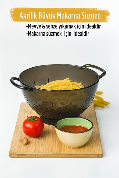 Akrilik Füme Makarna Süzgeçi & Sebze Meyve Süzgeçi ürün görseli 1