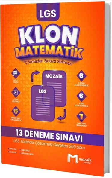 8. Sınıf LGS Matematik Klon 13 Deneme Mozaik Yayınları ürün görseli 1