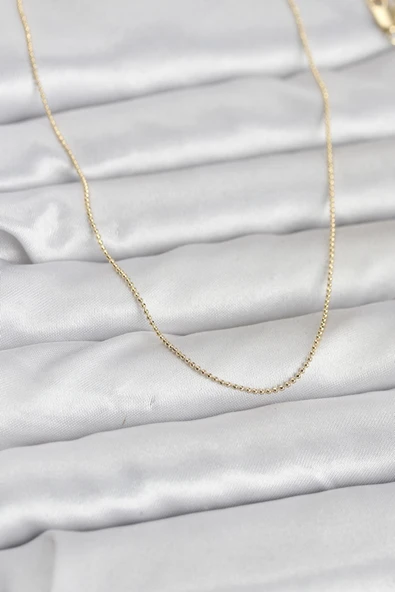 CM 14K Gold Renk İnce Top Zincirli 60 cm Kadın Kolye ürün görseli 1