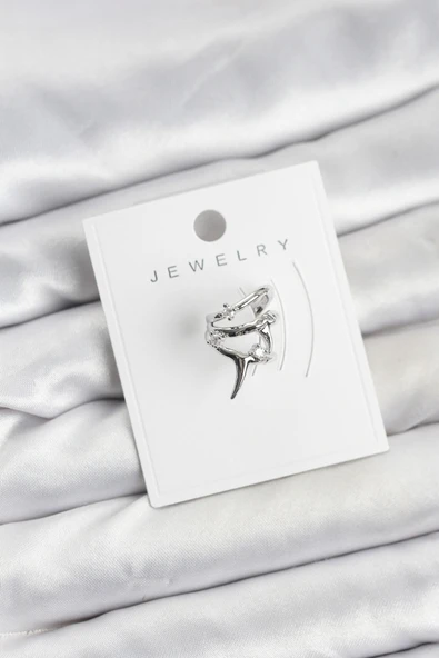Gümüş Renk Pirinç Diken Model Kıkırdak Earcuff Küpe ürün görseli 1