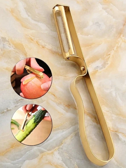 Mucit Home Gold Yan Soyacak Patates Sebze Soyacağı Paslanmaz Çelik Ergonomik Pratik Soyma Aparatı ürün görseli 1
