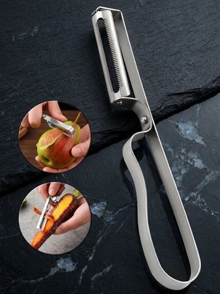 Mucit Home Gümüş Yan Soyacak Patates Sebze Soyacağı Paslanmaz Çelik Ergonomik Pratik Soyma Aparatı ürün görseli 1