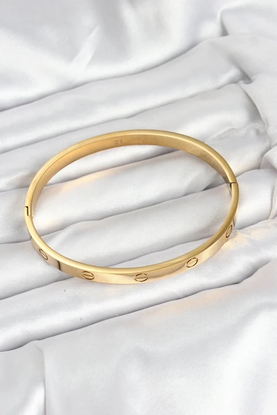 316L Çelik Gold Renk 65 mm Kadın Kelepçe Bileklik -1492 ürün görseli 1