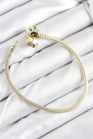 Pirinç Charm Zirkon Taşlı Yonca Model Gold Renk Kadın Bileklik -1492 ürün görseli 1