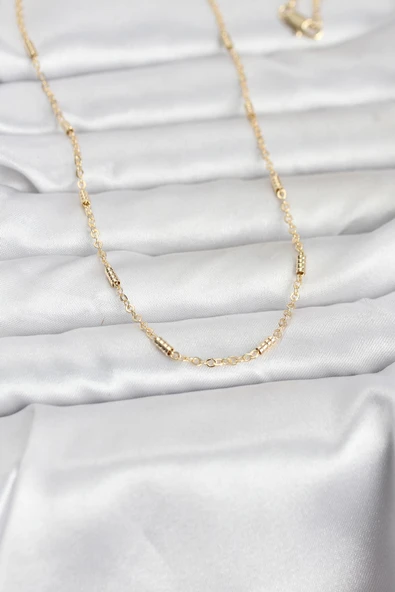 CM 14K Gold Renk Bar Zincir Model 60 cm Kadın Kolye ürün görseli 1
