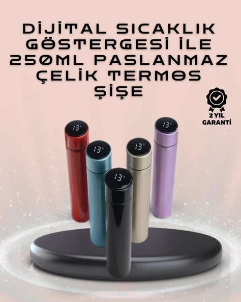 250ml LED Ekranlı Paslanmaz Çelik Akıllı Termos - Resim 2