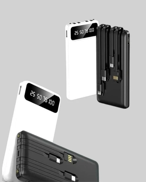20.000mAh PD Powerbank LED Işık LCD Ekran Dahili Kablo Çoklu Giriş ürün görseli 1