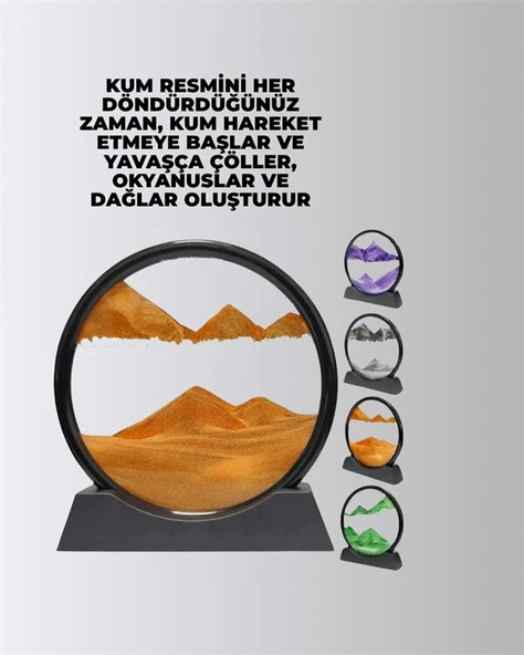 Döndürülebilir Dinamik Kum Tablosu – Stres Giderici Yüksek Kaliteli Cam ve Doğal Kum ile Sanatsal Masa Dekoru ürün görseli 1