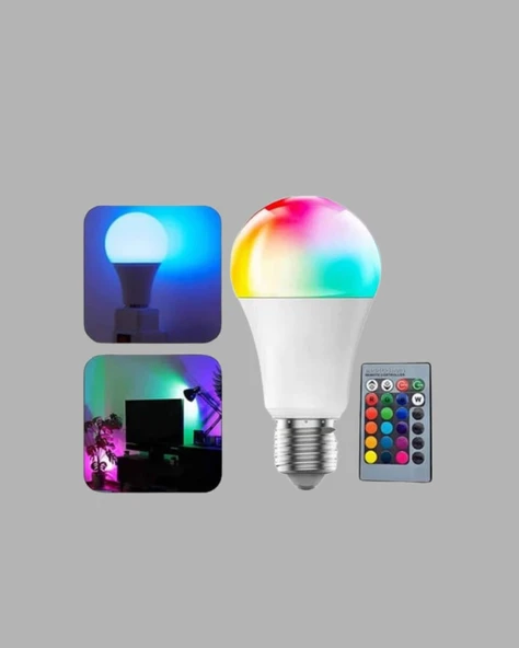 Renk Değiştiren RGB LED Ampul 16 Renk Uzaktan Kumandalı 2025 Model ürün görseli 1