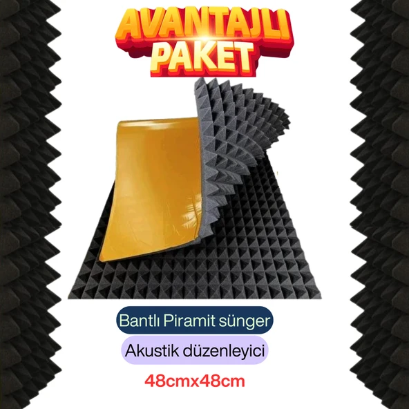 Yanmaz Akustik Ses Yalıtımı Piramit Sünger (4cm) Ebat 48x48 (10Adet) ürün görseli 1