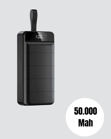 Yüksek Kapasiteli 50.000 mAh Powerbank – Type-C Lightning ve Micro USB Uyumlu Çoklu Cihaz Şarj Özellikli ürün görseli 1