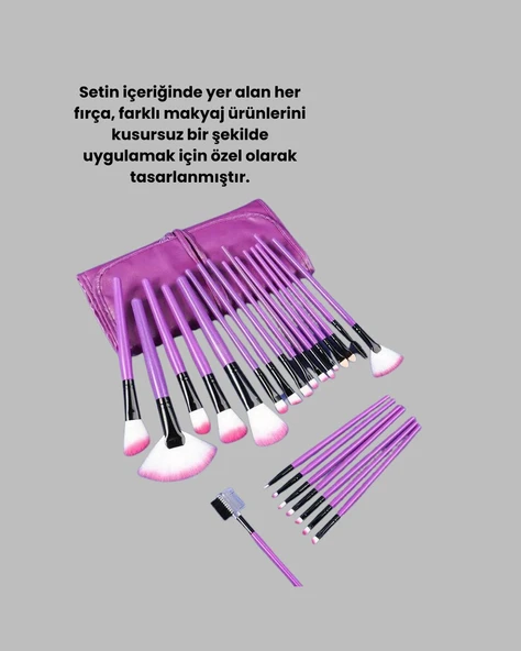 Ergonomik Saplı Fiber Kıllı 12'li Makyaj Fırça Takımı Göz ve Ten Makyajı İçin Uygun ürün görseli 1