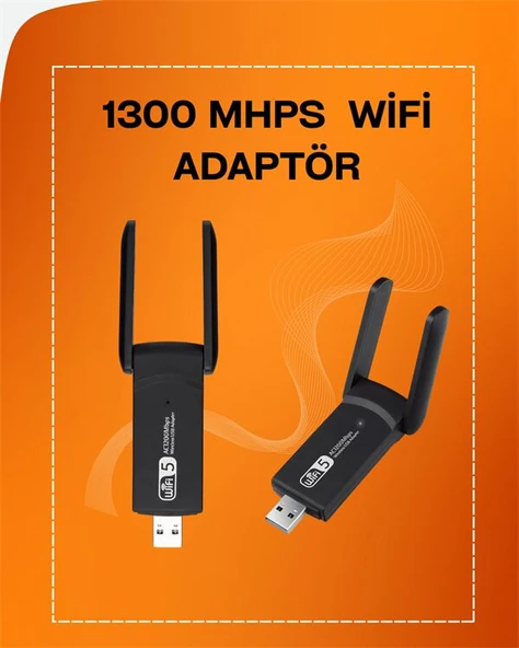 Tak-Çalıştır Özellikli Çift Bant WiFi Adaptör – 1200 Mbps ürün görseli 1