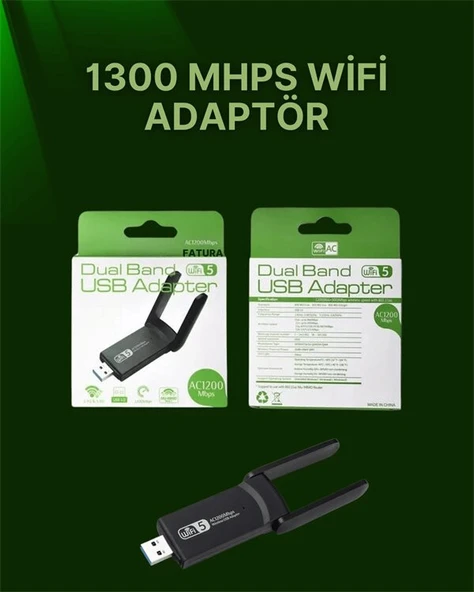 USB 3.0 Wireless Adaptör – 2.4GHz & 5GHz Destekli ürün görseli 1