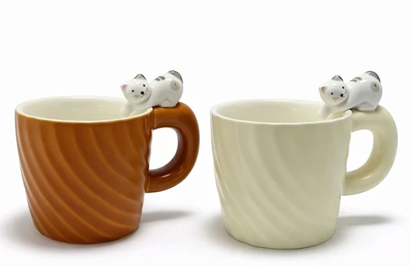 3d Kedi Figürlü Desenli Kupa Bardak Alk5033 ürün görseli 1