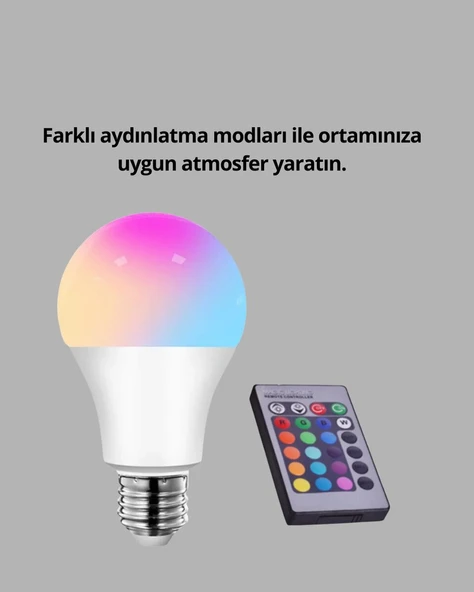 RGB Uzaktan Kumandalı LED Ampul 16 Renk Dekoratif Aydınlatma ürün görseli 1
