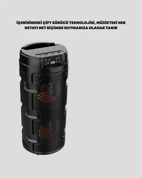 Kompakt Tasarım Yüksek Ses Performansı – Çoklu Giriş Seçenekli Kablosuz Hoparlör (Bluetooth USB SD Kart AUX) ürün görseli 1