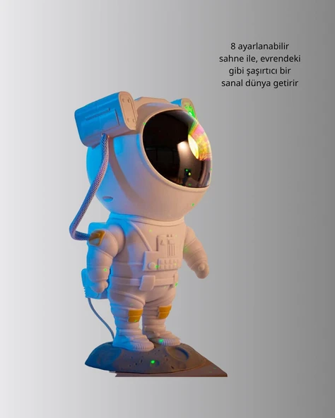 Astronot Yıldız Projeksiyon Lambası 8 Efektli Uzaktan Kumandalı Gece Işığı ürün görseli 1