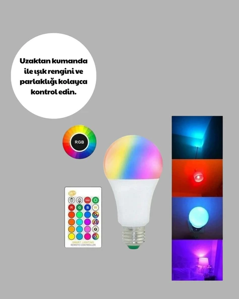 2025 RGB LED Ampul Uzaktan Kumandalı Renkli Işık A Kalite ürün görseli 1