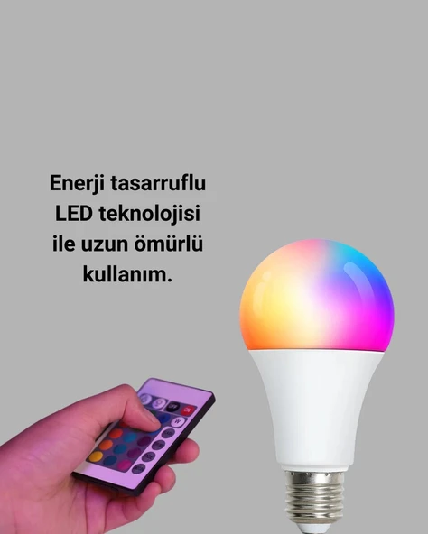 A Kalite 2025 RGB LED Ampul Uzaktan Kumandalı 16 Renkli Lamba ürün görseli 1