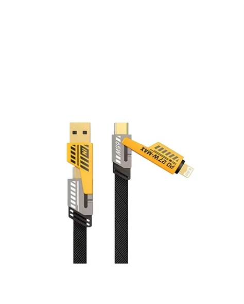 USB-C ve Lightning Uyumlu 4'ü 1 Arada Kablo – 65W Hızlı Şarj Örgülü Dayanıklı Yapı ürün görseli 1