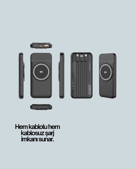 iPhone ve Android Uyumlu 10000mAh Powerbank – Hem Kablolu Hem Kablosuz ürün görseli 1