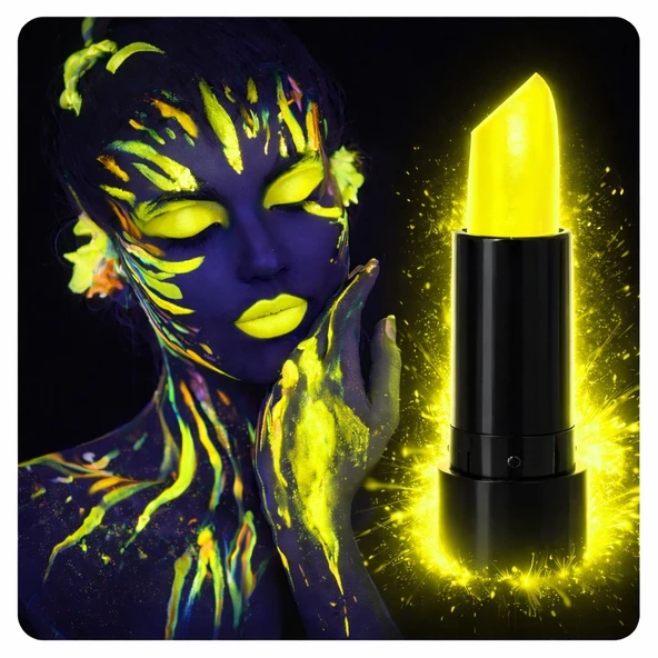 Uv Neon Sarı Ruj – Karanlıkta Parlayan Makyaj Boyası ürün görseli 1