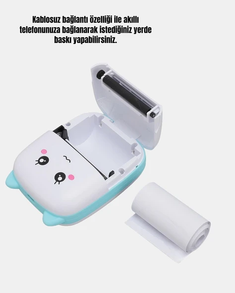Mini Bluetooth Termal Yazıcı 1200mAh Şarjlı Taşınabilir ürün görseli 1
