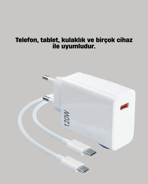 120W Mi Turbo Destekli Hızlı Şarj Cihazı Type-C Uyumlu Akım Korumalı ürün görseli 1