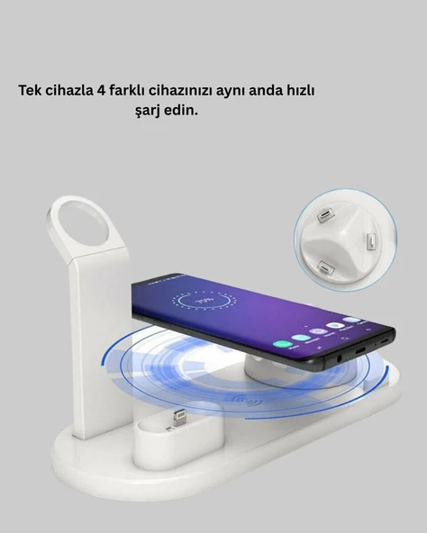 iPhone AirPods ve Akıllı Saat Uyumlu Çoklu Şarj Cihazı ürün görseli 1